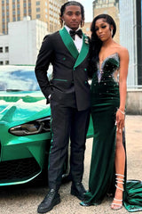 Black Shawl Lapel Double-Breasted Prom Suit-Ballbella