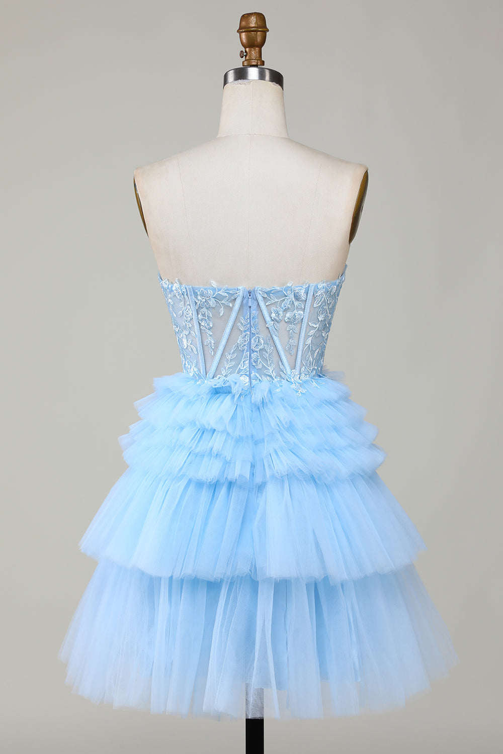 Blue Sweetheart A-Line Corset Short Homecoming Dress with Ruffles Ballbella Blue Sweetheart A-Line Corset Short Homecoming Dress with Ruffles Ballbella