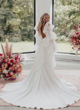 Boho Garden Mermaid Fitted Wedding Dress Open Back Bow-Ballbella