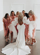 Boho Garden Mermaid Fitted Wedding Dress Open Back Bow-Ballbella