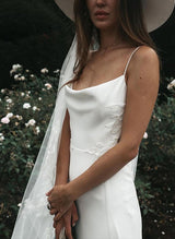 Boho Garden Summer Beach Cowl Neck Sleeveless Court Train Lace Wedding Dresses-Ballbella