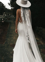 Boho Garden Summer Beach Cowl Neck Sleeveless Court Train Lace Wedding Dresses-Ballbella