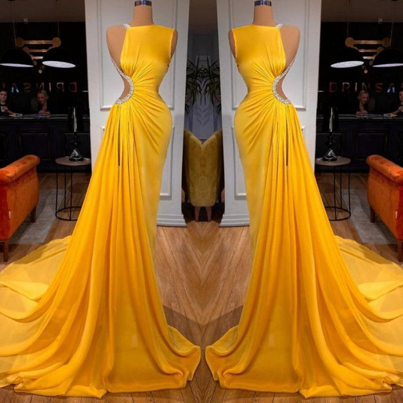 Bright Yellow Long Prom Dress Mermaid With Slit Bright Yellow Long Prom Dress Mermaid With Slit