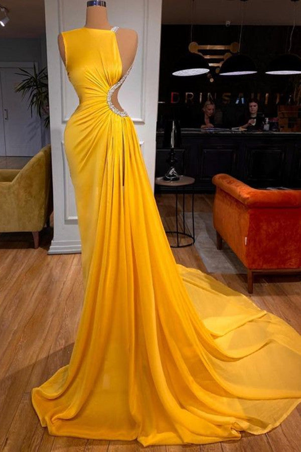 Bright Yellow Long Prom Dress Mermaid with Slit Bright Yellow Long Prom Dress Mermaid with Slit
