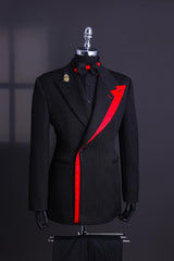 Special Black Peaked Lapel Slim Fit Prom Suit