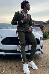 Grass Notched Lapel Two-Button Prom Suit