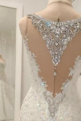 Cap Sleeves Sparkle Diamond Fit and Flare Wedding Dresses Online-Ballbella