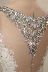 Cap Sleeves Sparkle Diamond Fit and Flare Wedding Dresses Online-Ballbella