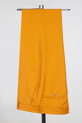 Orange Peaked Lapel Two-Layer Satin Double-Breasted Men's Suit