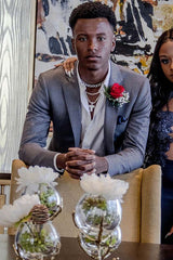 Gray Notched Lapel Two-Button Prom Suit