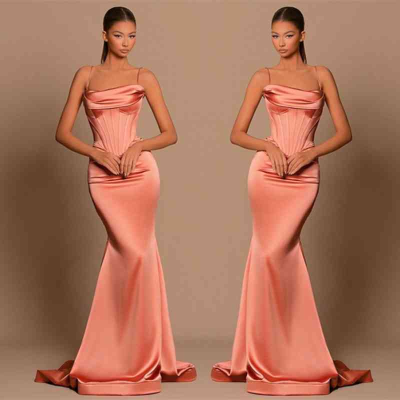 Charming Coral Spaghetti-Straps Prom Dress Mermaid Sleeveless Charming Coral Spaghetti-Straps Prom Dress Mermaid Sleeveless