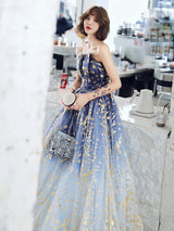 Charming Evening Dress A-Line Strapless Matte Satin Floor-Length Pleated Sequined evening dress-Ballbella