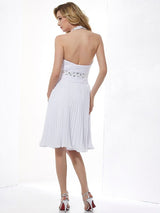 Charming Halter Sleeveless Beading Short Chiffon Bridesmaid Dresses-Ballbella