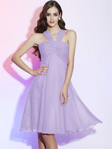 Charming Halter Sleeveless Pleats Short Chiffon Bridesmaid Dresses-Ballbella