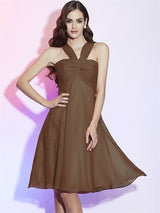 Charming Halter Sleeveless Pleats Short Chiffon Bridesmaid Dresses-Ballbella