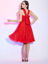 Charming Halter Sleeveless Pleats Short Chiffon Bridesmaid Dresses-Ballbella