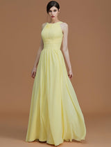 Charming Halter Sleeveless Ruched Chiffon Bridesmaid Dresses-Ballbella