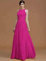 Charming Halter Sleeveless Ruched Chiffon Bridesmaid Dresses-Ballbella