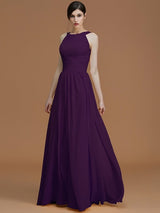 Charming Halter Sleeveless Ruched Chiffon Bridesmaid Dresses-Ballbella