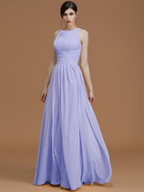 Charming Halter Sleeveless Ruched Chiffon Bridesmaid Dresses-Ballbella