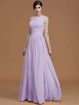 Charming Halter Sleeveless Ruched Chiffon Bridesmaid Dresses-Ballbella