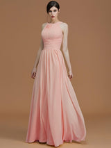 Charming Halter Sleeveless Ruched Chiffon Bridesmaid Dresses-Ballbella