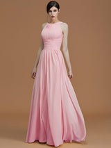 Charming Halter Sleeveless Ruched Chiffon Bridesmaid Dresses-Ballbella
