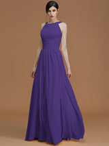 Charming Halter Sleeveless Ruched Chiffon Bridesmaid Dresses-Ballbella