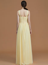 Charming Halter Sleeveless Ruched Chiffon Bridesmaid Dresses-Ballbella