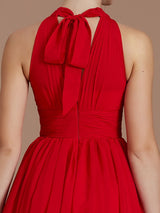Charming Halter Sleeveless Ruched Chiffon Bridesmaid Dresses-Ballbella