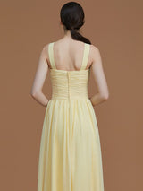Charming Halter Sleeveless Ruched Chiffon Bridesmaid Dresses-Ballbella