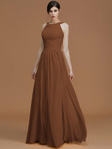 Charming Halter Sleeveless Ruched Chiffon Bridesmaid Dresses-Ballbella