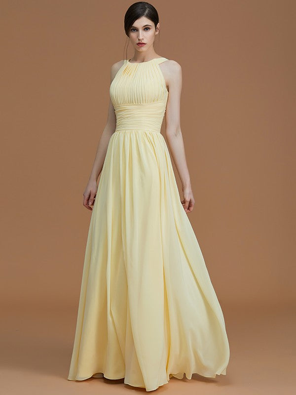 Charming Halter Sleeveless Ruched Chiffon Bridesmaid Dresses Charming Halter Sleeveless Ruched Chiffon Bridesmaid Dresses