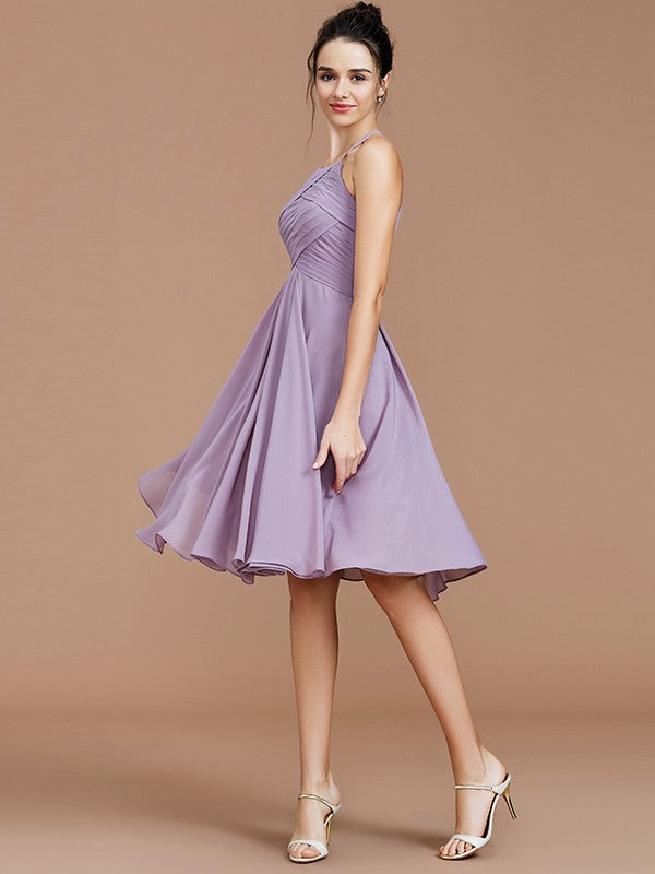 Charming Halter Sleeveless Ruched Short/Mini Chiffon Bridesmaid Dresses Charming Halter Sleeveless Ruched Short/Mini Chiffon Bridesmaid Dresses