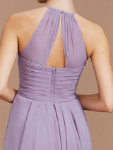 Charming Halter Sleeveless Ruched Short/Mini Chiffon Bridesmaid Dresses-Ballbella