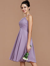 Charming Halter Sleeveless Ruched Short/Mini Chiffon Bridesmaid Dresses-Ballbella