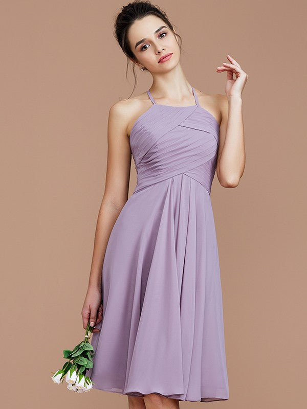 Charming Halter Sleeveless Ruched Short/Mini Chiffon Bridesmaid Dresses Charming Halter Sleeveless Ruched Short/Mini Chiffon Bridesmaid Dresses