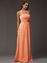 Charming Halter Sleeveless Ruffles Long Chiffon Bridesmaid Dresses-Ballbella
