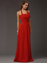Charming Halter Sleeveless Ruffles Long Chiffon Bridesmaid Dresses-Ballbella