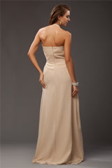 Charming Halter Sleeveless Ruffles Long Chiffon Bridesmaid Dresses-Ballbella