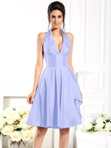 Charming Halter Sleeveless Short Taffeta Bridesmaid Dresses-Ballbella