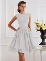 Charming High Neck Sleeveless Sash/Ribbon/Belt Short Chiffon Bridesmaid Dresses-Ballbella