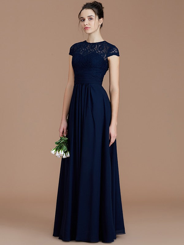 Charming Jewel Short Sleeves Lace Chiffon Bridesmaid Dresses Charming Jewel Short Sleeves Lace Chiffon Bridesmaid Dresses