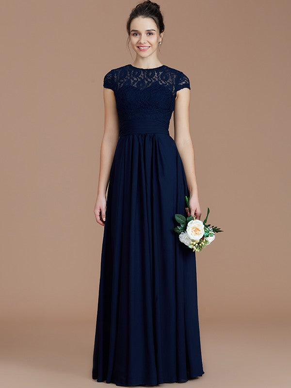 Charming Jewel Short Sleeves Lace Chiffon Bridesmaid Dresses Charming Jewel Short Sleeves Lace Chiffon Bridesmaid Dresses