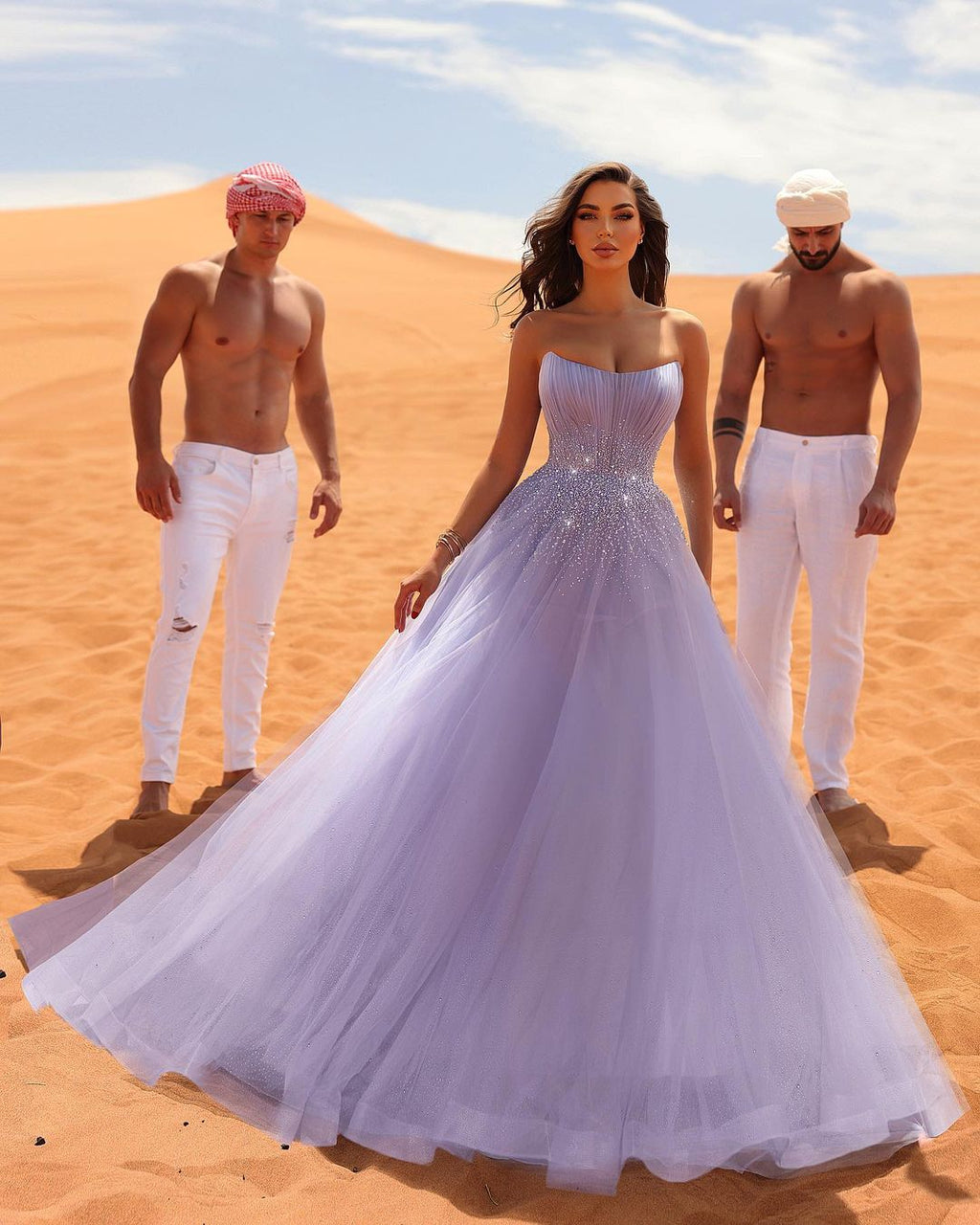 Charming Long Lilac Sleeveless Crystals Tulle Prom Dresses Charming Long Lilac Sleeveless Crystals Tulle Prom Dresses