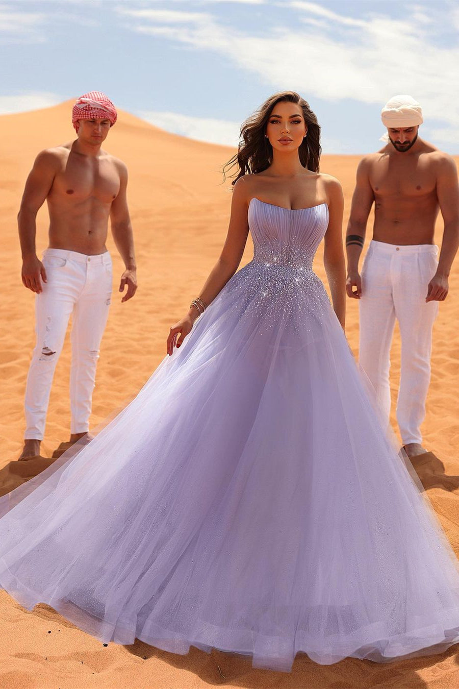 Charming Long Lilac Sleeveless Crystals Tulle Prom Dresses Charming Long Lilac Sleeveless Crystals Tulle Prom Dresses