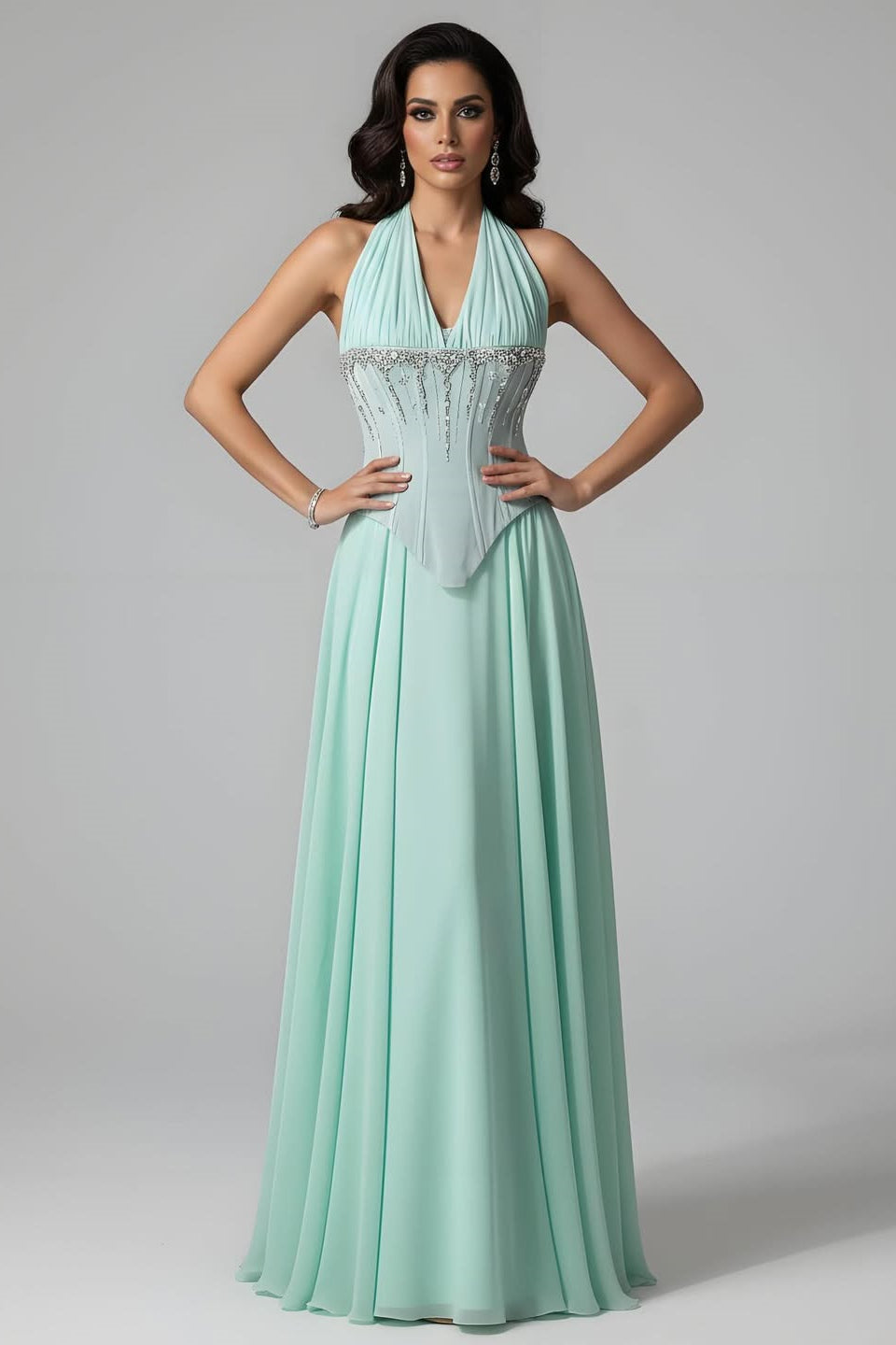mint green halter prom dress Mint Green Prom Dress