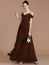 Charming Off-the-Shoulder Sleeveless Ruched Chiffon Bridesmaid Dresses-Ballbella