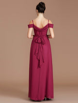 Charming Off-the-Shoulder Sleeveless Ruched Chiffon Bridesmaid Dresses-Ballbella