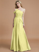 Charming One Shoulder Chiffon Sleeveless Bridesmaid Dresses-Ballbella